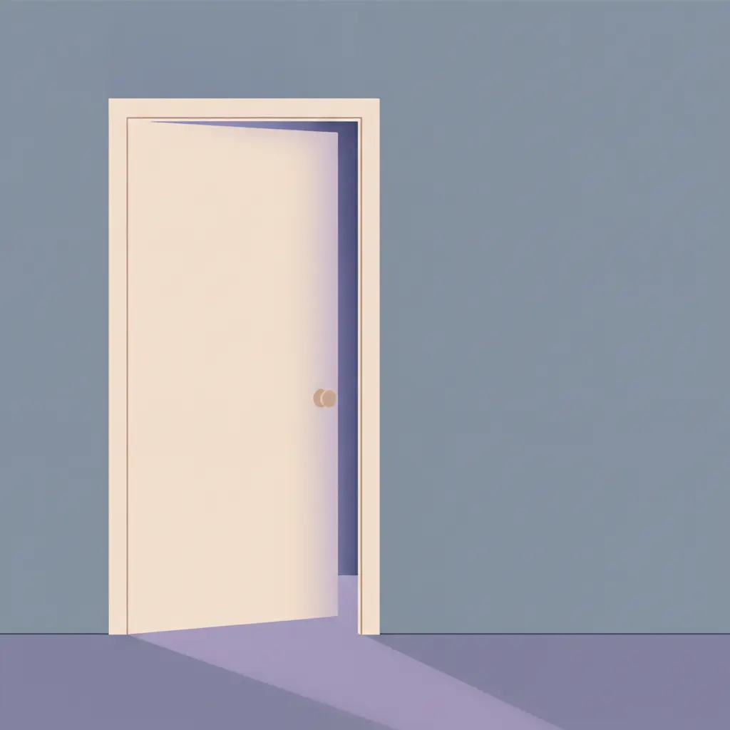 Une porte entrouverte laissant passer une lumière douce.