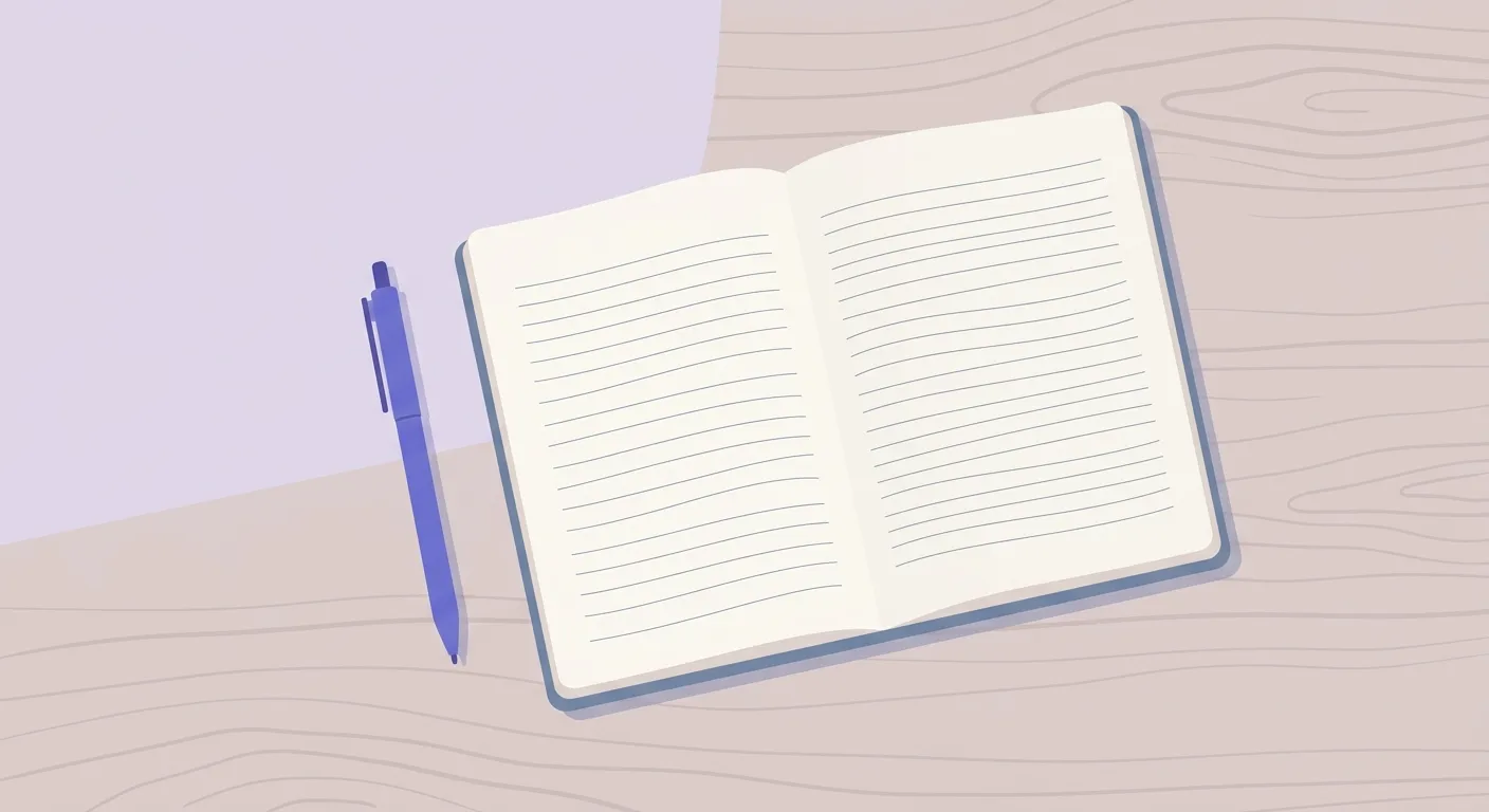 Un stylo posé à côté d'un carnet ouvert sur une table en bois sobre