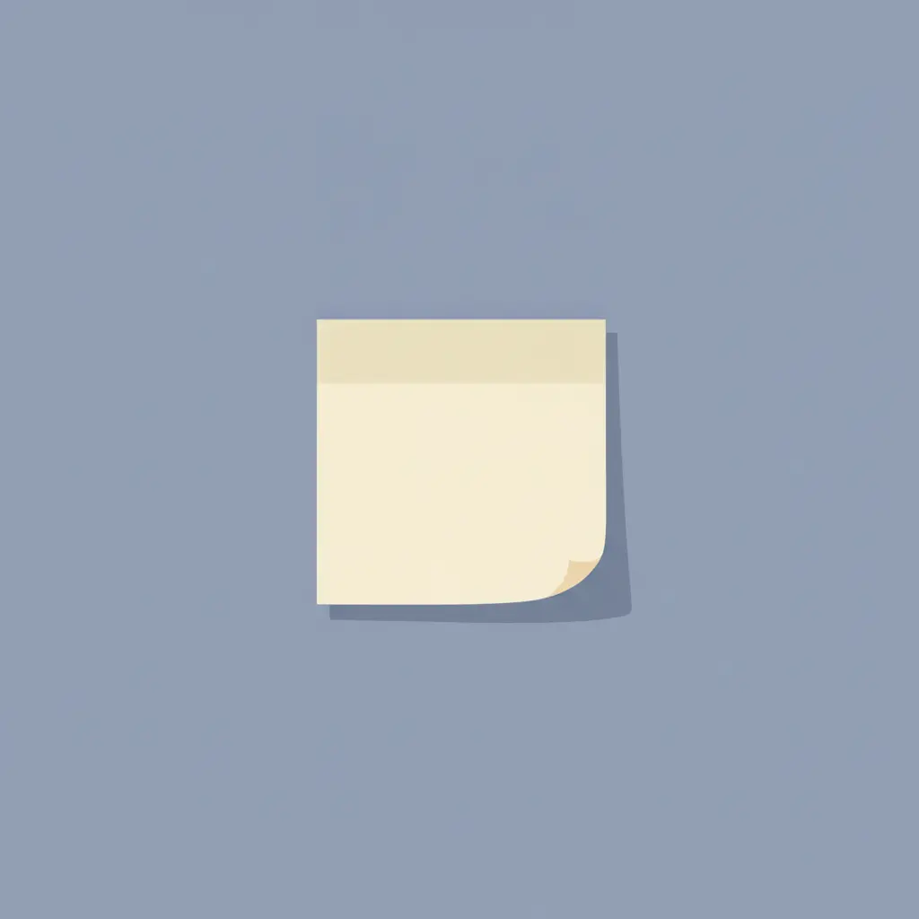 A blank sticky note, left alone on a desk.