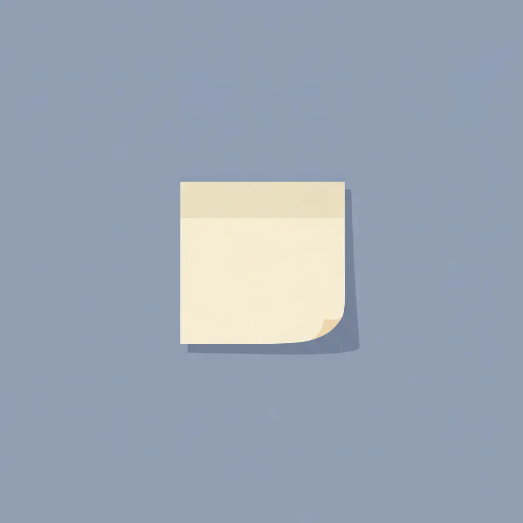 A blank sticky note, left alone on a desk.